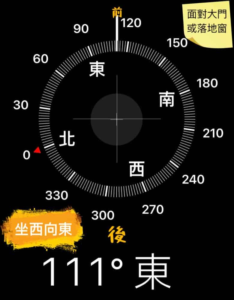 房屋座向說明(座西向東)
